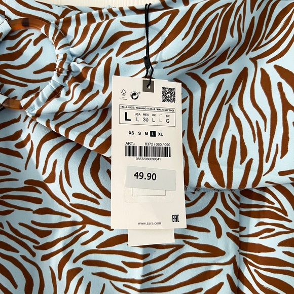 Zara Zebra Print Blue + Brown Midi Skirt - Picture 5 of 5